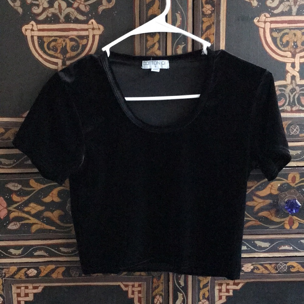 Black Velvet Crop Top